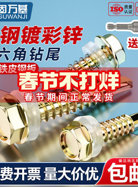 固万基彩钢瓦螺丝镀锌外六角钻尾自攻丝螺钉自钻燕尾螺丝钉国标