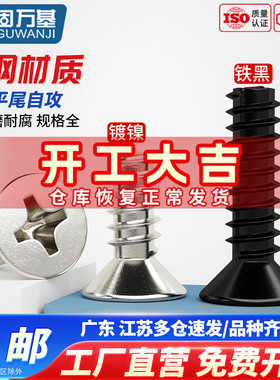 镀镍十字平头平尾自攻螺丝铁黑小螺丝钉KB 沉头螺钉M2.3M2.6M3M4