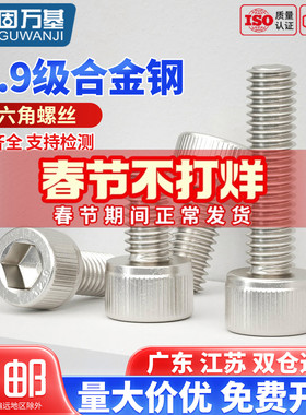 12.9级镀镍内六角螺丝钉圆柱头高强度杯头螺栓加长螺钉M2M3M4M5M6