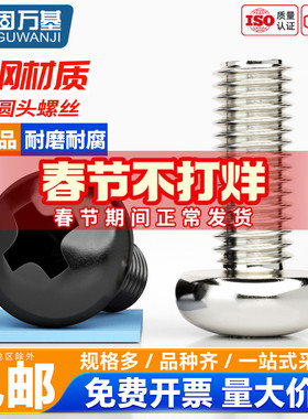 铁镀镍十字圆头螺丝黑色螺栓盘头螺钉机牙电子小螺丝M2M3M4M5MM6