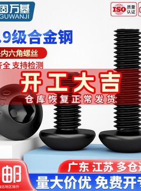 12.9级高强度盘头内六角螺丝圆头螺栓半圆杯螺丝钉M2M3M4M5M10M12