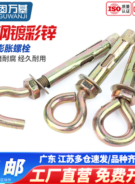 铁彩锌膨胀螺丝挂钩万能吊钩304不锈钢羊眼带圈拉爆吊环膨胀螺栓