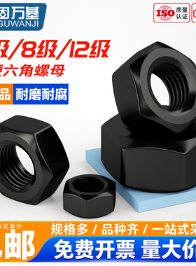 8.8/12.9级高强度六角螺母大全螺丝帽镀锌发黑螺帽M2M3M4M5M6-M24