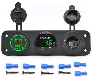 包邮汽车双孔点烟器插座可点烟充电取电插座防水12V车用改装 面板