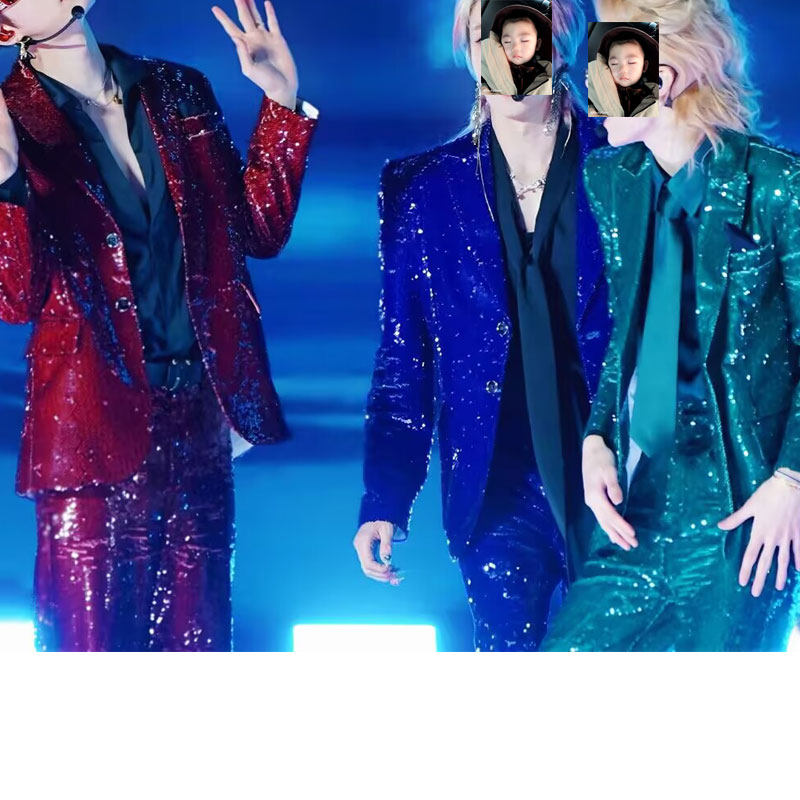 明星演唱会同款红色绿色蓝色亮片西服套装爵士街舞齐舞团队酒吧款