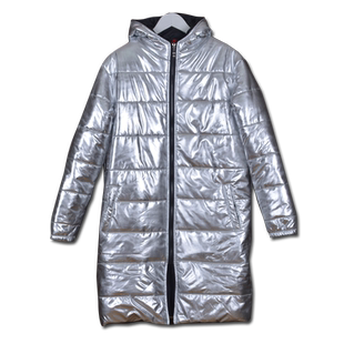 棉衣女嘻哈情侣中长面包服超大码冬加厚棉服男亮面宽松过膝超长款