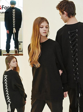 潮孤单灿烂的神鬼怪李栋旭同款卫衣套头背后绑带男女情侣衣服大码