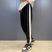 加肥加大潮流运动裤 加绒卫裤 加厚大码 宽松束脚休闲长裤 子 男秋冬季