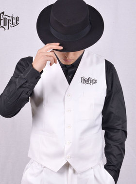 Funky Style街舞西海岸表演Popping/Locking比赛队服白色西装马甲