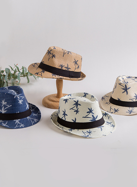 爵士帽舞台演出儿童帽子薄款透气渔夫帽亲子夏季成人遮阳帽太阳帽