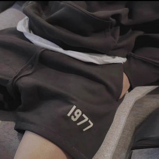 1977短裤男大码运动夏季潮牌美式复古高街重磅休闲fog飘带五分裤