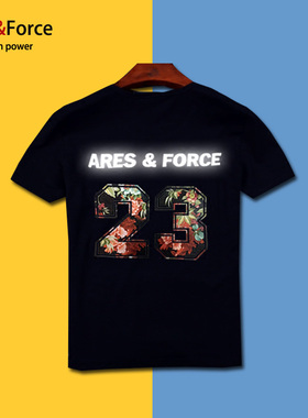 潮牌反光数字青少年胖子大码男装 反光衣加肥加大嘻哈宽松短袖T恤