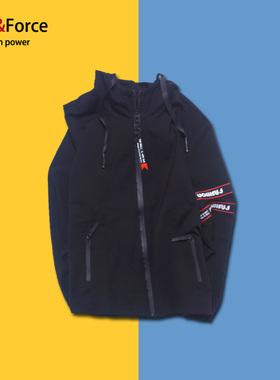 潮牌大码男装拉链上衣加肥加大码男工装外套休闲情侣连帽衣300斤