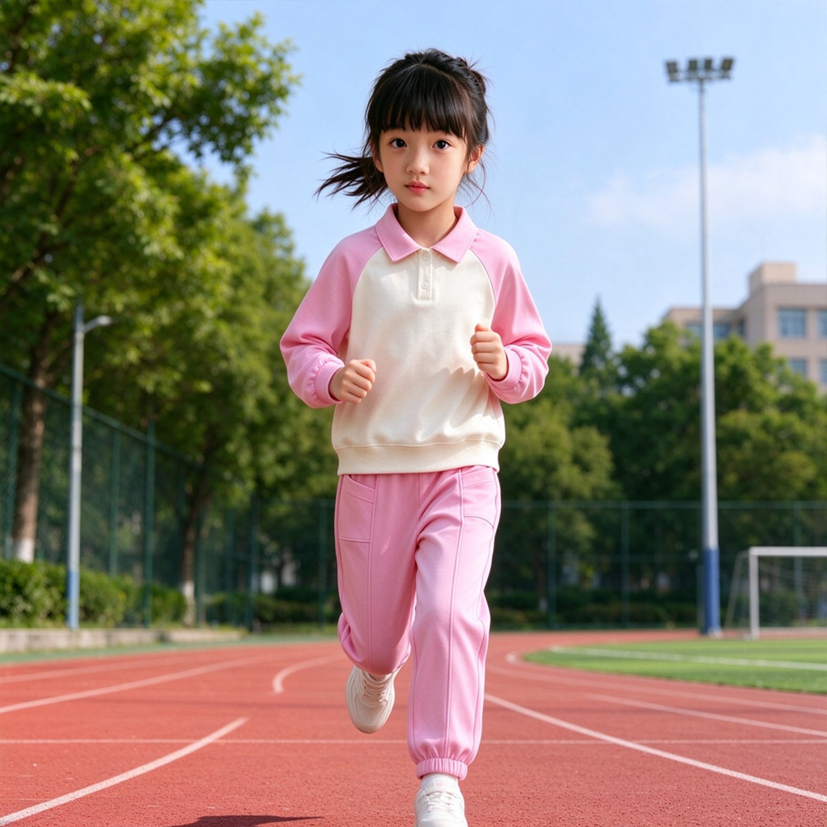 快乐指南舞蹈儿童运动套装春秋装女童糖果色两件套小学生表演穿搭