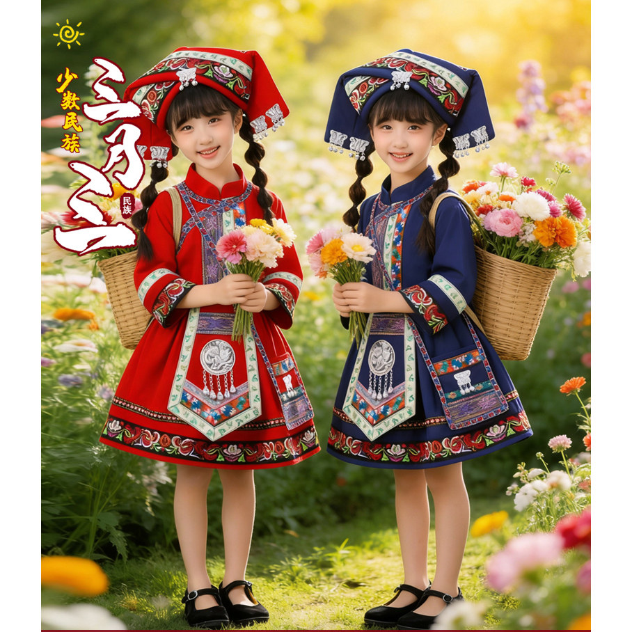吉量七月火把节女童民族风演出服