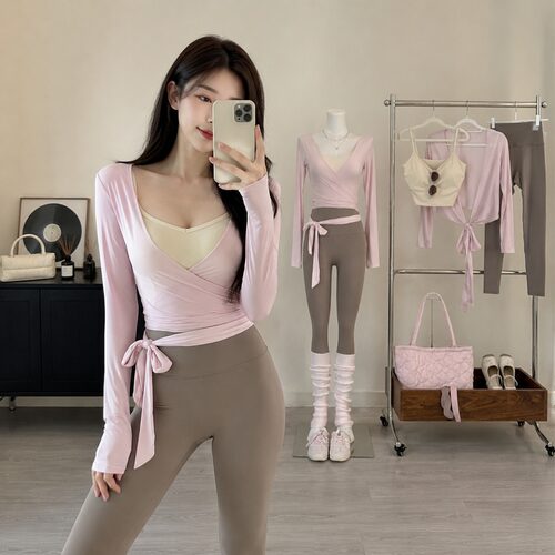温柔粉莫兰迪瑜伽服套装