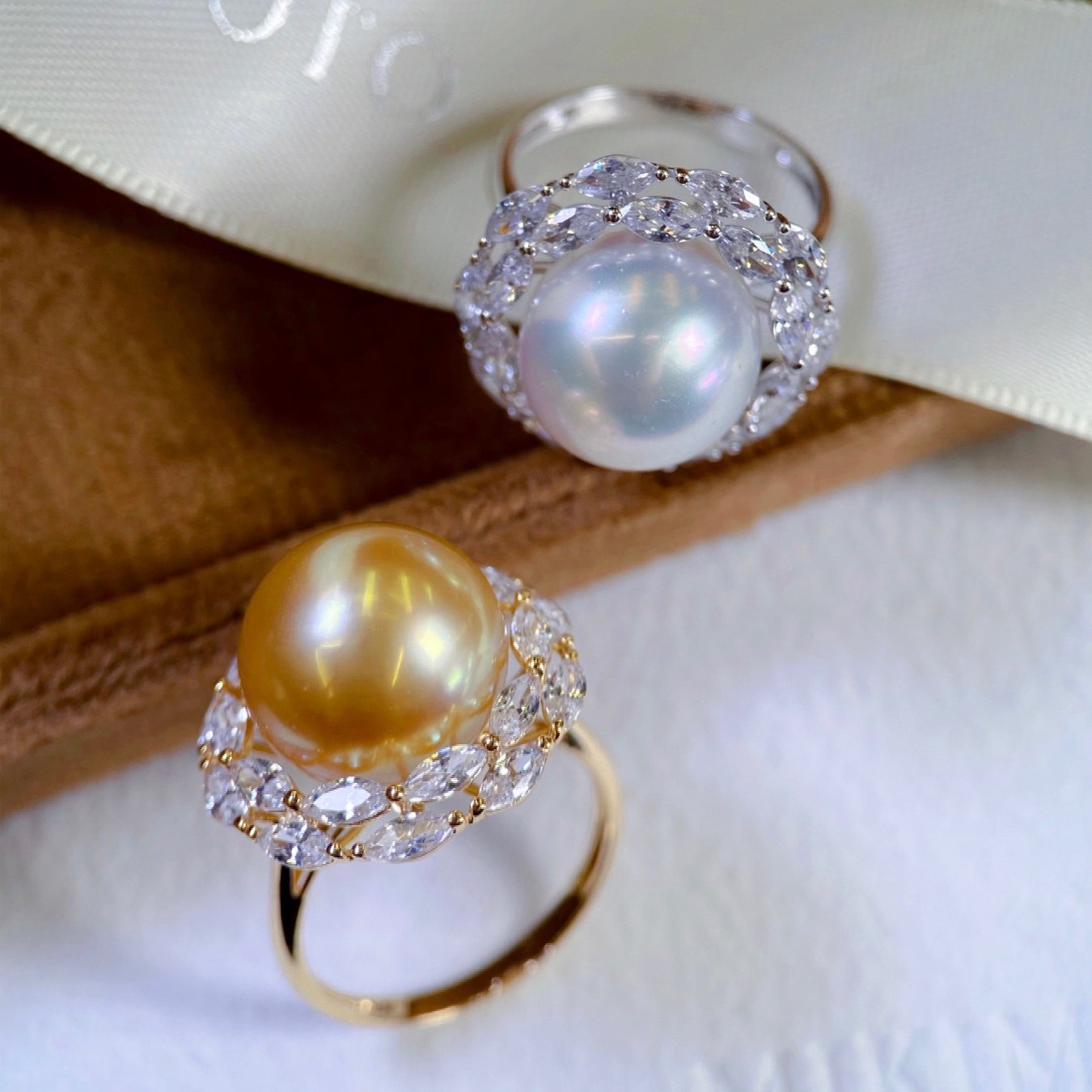 18K金镶锆石戒指配件空托