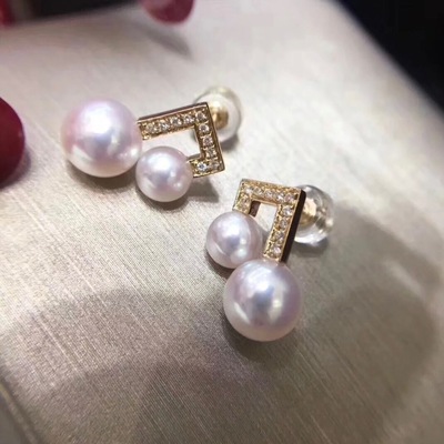 18K金镶嵌锆石耳钉配件空托