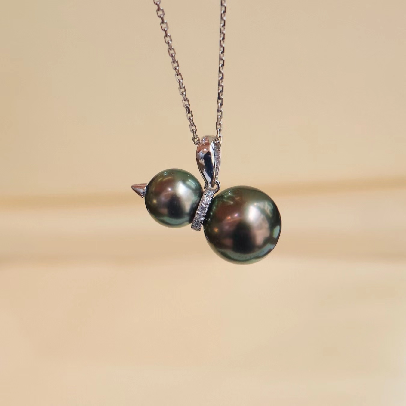 pt900铂金钻石镶嵌福禄双全葫芦