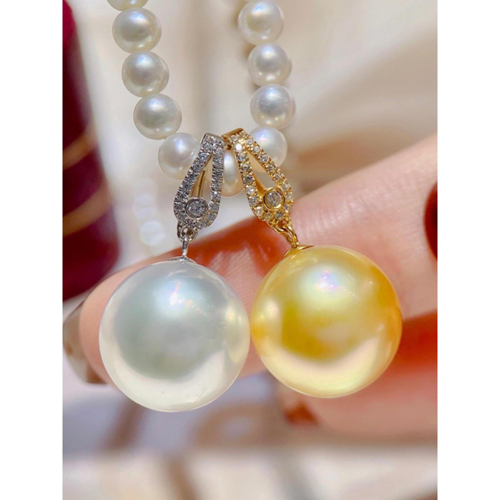 珍珠记忆18K金锆石10-13mm海水