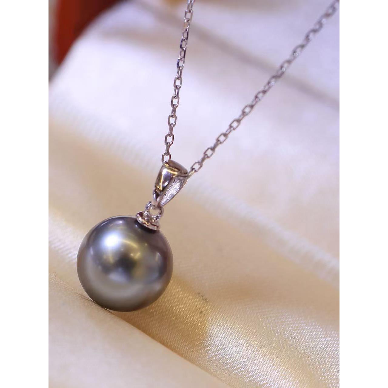 铂金PT900光板8-13mm海水珍珠吊坠配件经典百搭万能扣裸珠diy空托