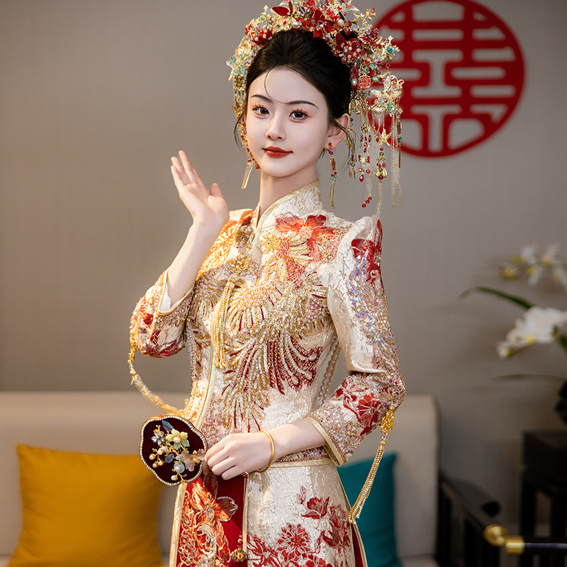 香槟色秀禾服婚服2025新娘新款结婚中式敬酒礼服出阁显瘦龙凤褂