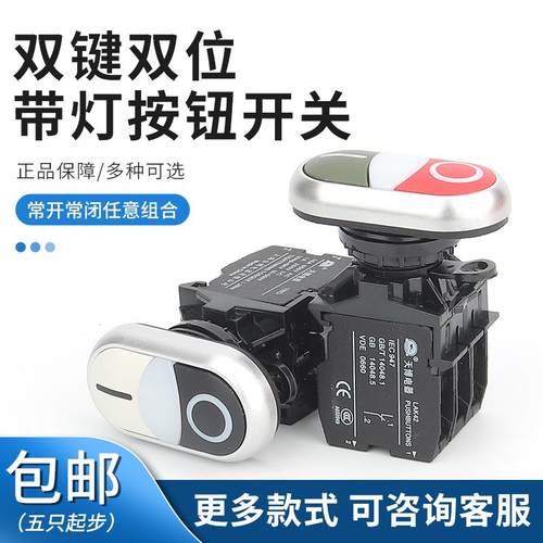 天博LA42双键椭圆带灯按钮开关