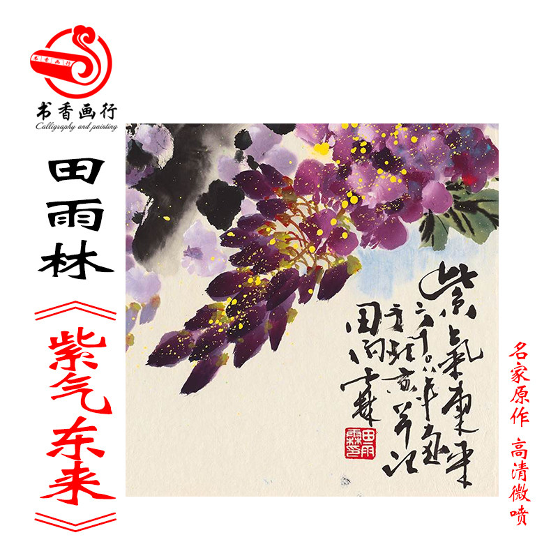 田雨林紫气东来国画横幅花鸟画名画真迹艺术微喷复制品未装裱画心