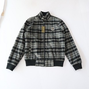 百搭上衣D199 格子外套立领拉链宽松休闲青年时尚 秋冬季 男长袖