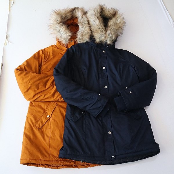 秋冬新品女中长款长袖棉服外套连帽拉链暗扣宽松休闲薄款棉衣H柱
