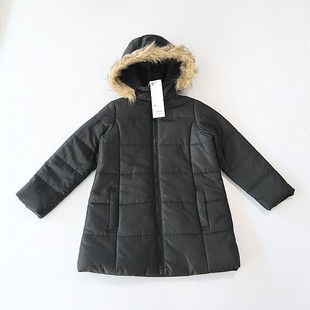 秋冬季 棉服外套立领连帽拉链宽松纯色小童百搭薄棉衣W4 女童长袖