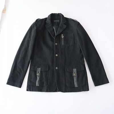 秋冬季男长袖呢外套西服领纽扣宽松休闲多口袋时尚百搭上衣D199