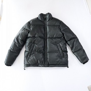 长袖 男女同款 PU皮棉服外套立领拉链宽松免洗防风棉衣D23 新品 冬季