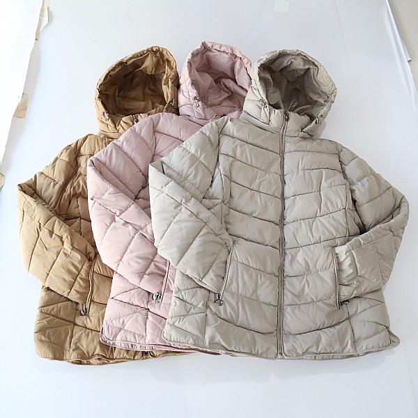 冬季女长袖棉服外套立领连帽拉链宽松纯色开叉时尚百搭厚棉衣D9