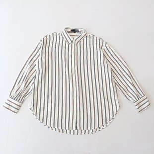 方领纽扣宽松时尚 春秋季 条纹衬衫 女长袖 百搭上衣F5 新品