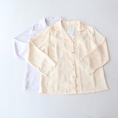 衬衫 女长袖 仿真丝西服领纽扣宽松拼接蕾丝居家睡衣2X 新品 春秋季