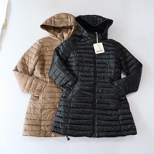 棉服外套立领连帽拉链双面穿百搭薄棉衣D12 长袖 秋冬季 女中长款