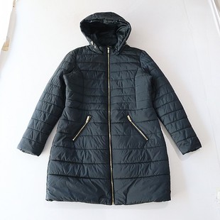 时尚 秋冬季 棉服外套立领连帽拉链修身 长袖 百搭棉衣X143 女中长款