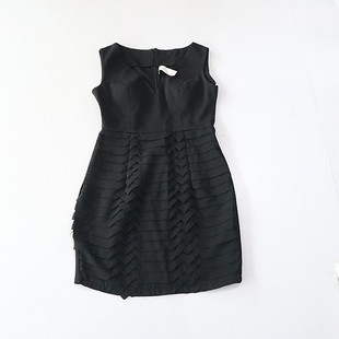 收腰拼接时尚 背心连衣裙V领后拉链修身 百搭包臀裙C8M 女中长款 夏季