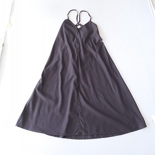 百搭打底A字裙C7 吊带连衣裙棉V领系带漏背收腰时尚 夏季 女中长款