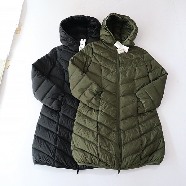 秋冬季女中长款长袖羽绒服外套连帽拉链修身时尚百搭薄款棉服X11