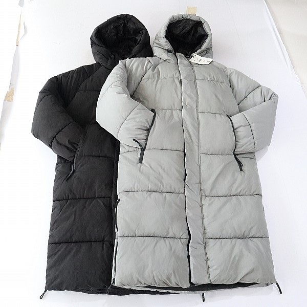 冬季新品女中长款长袖棉服外套连帽拉链宽松魔术贴加厚棉衣X15