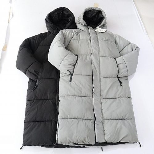 冬季新品女中长款长袖棉服外套连帽拉链宽松魔术贴加厚棉衣X15