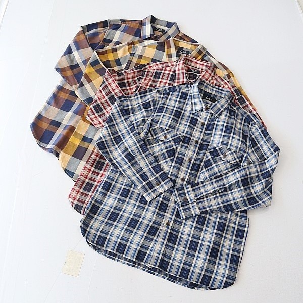 春秋季新品男长袖格子衬衫棉方领纽扣宽松刺绣青年时尚百搭上衣6X