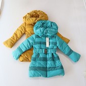 棉服外套立领拉链腰带收腰中童拼接时尚 冬季 女童长袖 百搭棉衣D15