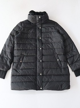 秋冬季女中长款长袖羽绒服外套立领拉链暗扣宽松纯色百搭棉服X144