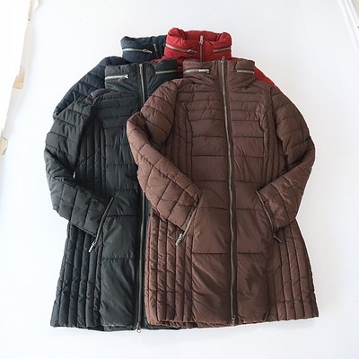 冬季女中长款长袖棉服外套立领拉链宽松休闲纯色时尚百搭棉衣X11