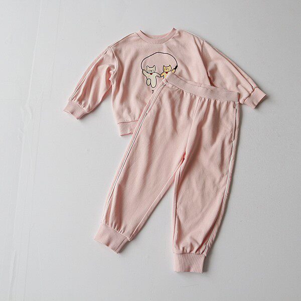 春秋季女童长袖卫衣印花松紧腰宽松休闲运动纯棉小童百搭长裤F5