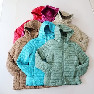 纯色时尚 春秋冬季 棉服外套连帽拉链修身 女长袖 百搭薄棉衣X13 新品