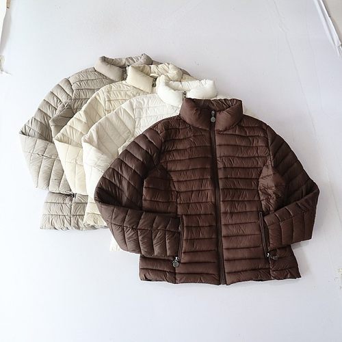 秋冬季新品女长袖棉服外套立领拉链收腰纯色时尚百搭薄款棉衣D11